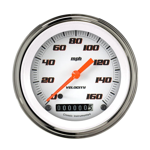 Velocity White Classic Instruments 3In Speedometer VS55WSLF 160Mph