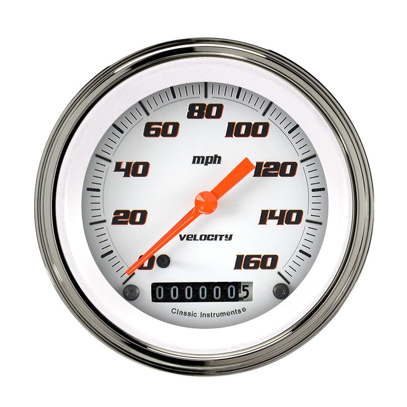 Velocity White Classic Instruments 3In Speedometer VS55WSLF 160Mph