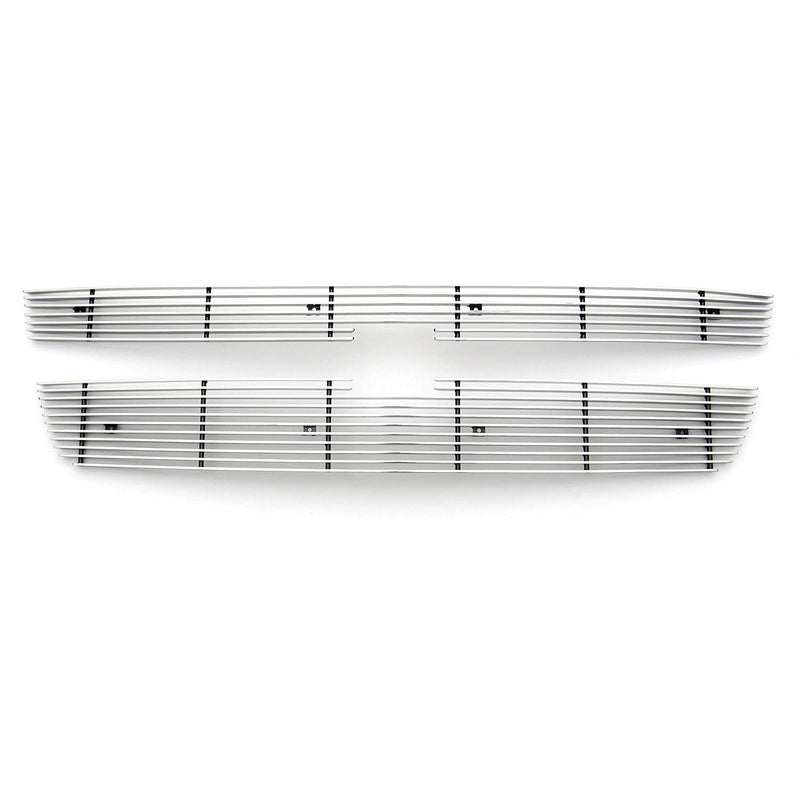 Billet Grille Compatible with Chevrolet Silverado (2006-2007), Polished, 2 Pc, Overlay - PN #21106