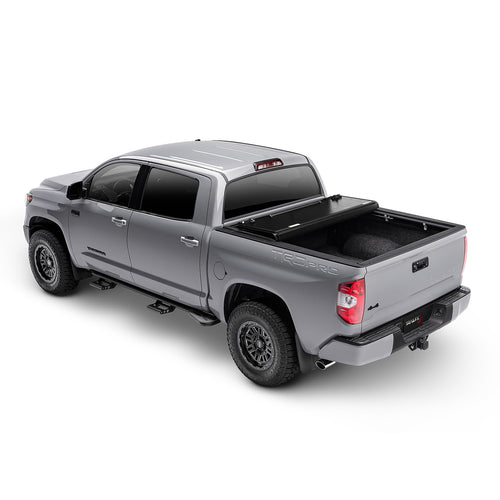TrailFX Hard Tonneau Tri-Fold Cover Fits 2024-2025 Toyota Tundra 6.5 Foot Bed Gloss Black Aluminum Low Profile Lockable 3-Panel Folding Design TrailFX TFX8016 HF3