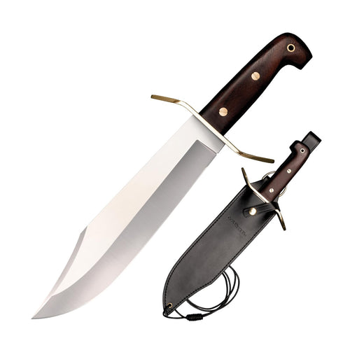 Wild West Ameristep Bowie 10.75" 1090 High-Carbon Steel Clip Point Blade 5.25" Rosewood Handle Fixed Blade Knife w/Leather Sheath