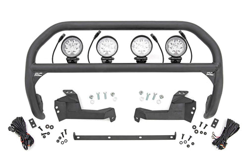 Rough Country Nudge Bar with 4" Round Quad LED Lights for Ford Bronco Sport (2021-2024) - Low Profile Bull Bar with 108W, 9640 Lumen LED Pods