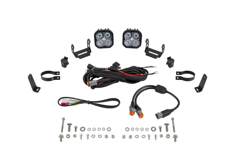 SS3 Diode Dynamics Universal 2 Inch Roll Bar Bumper Light Kit, White Combo Sport