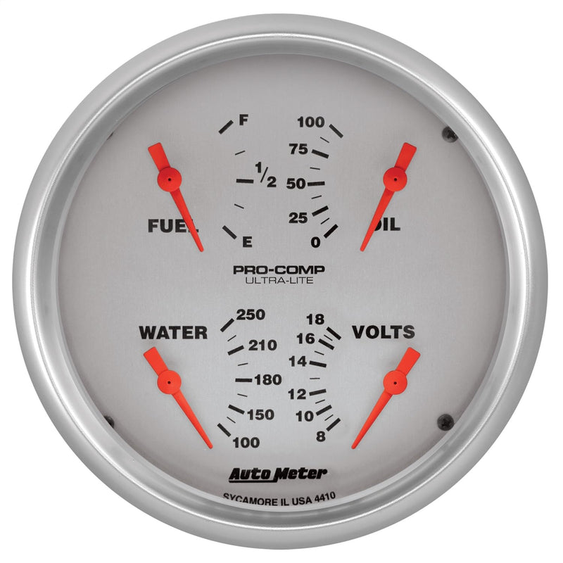 Auto Meter 4410 Quad Gauge, 5", 240Ωe-33Ωf, Elec, Ultra-Lite