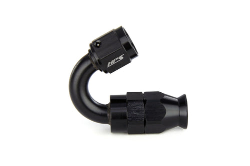 350 Series HPS 350-1510 Aluminum Hose End Fitting for Stainless Steel Reinforced PTFE Flex Hose, Fitting Size: AN-10, Angle: 150 degree, Black