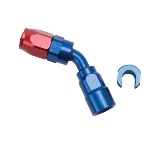5/16" SAE QUICK DISCONNECT FEMALE HOSE END TO -6 45 DEG RED/BLUE ANODIZED