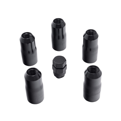 Wheel Lock Nut Set | Rugged Ridge, 5 Nuts w/Key, Black, M14-1.5 | 16715.34