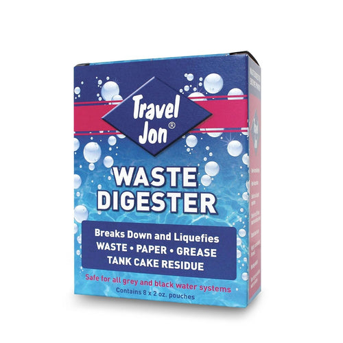 Travel Jon Waste Digester Black Tank Treatment RV - Extra-Strength Marine & RV Toilet Treatment | Liquifies Waste in Black & Gray Tanks - Odor Eliminator, Sensor Cleaner | Enzyme Drop Ins For Toilet