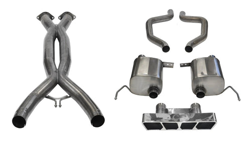 Xtreme Cat-Back Exhaust System Corsa Performance 14767CB Dual Rear Exit Incl. 3 in. X Pipe 2.75 in. Over Axle Pipe Mufflers/Clamps/Polygon Tail Light Polished Tips