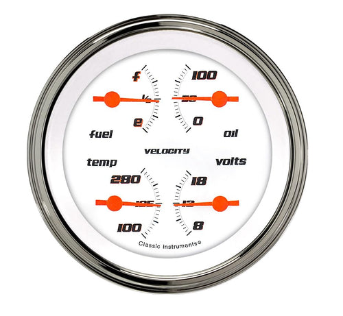 Velocity Classic Instruments 3In Quad Gauge VS77WSLF 0-30 White