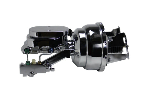 8 Inch Dual Power Booster LEED BRAKES, 1-1/8 Inch Bore Master, Side Mount, Disc/Disc (Chrome)