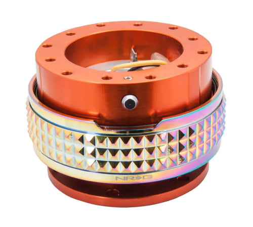 NRG Innovations Gen 2.1 NRG-SRK-210OR-MC Steering Wheel Quick Release Adapter Kit, 6x70 and 6x74mm Bolt Patterns Orange Body/Neochrome Pyramid Ring