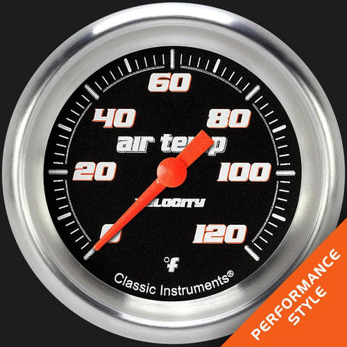 Velocity Classic Instruments Black 2 5/8" Outside Air Temperature Gauge Full Sweep VS399BAPF