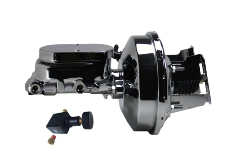 9 Inch LEED BRAKES Power Booster, 1-1/8 Inch Bore Flat Top Master With Adjustable Valve (Chrome)