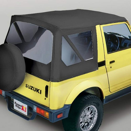 Soft Top, Rugged Ridge 53701.15, Black Denim, Clear Windows; 86-95 Suzuki Samurai