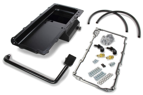 LS SWAP OIL PAN/FILTER RELOCATION KIT - TRANS-DAPT PERFORMANCE; SINGLE FILTER; VERTICAL PORT; BLACK PAN (0180)