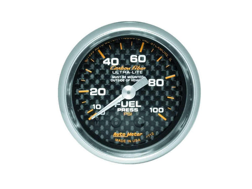 Auto Meter Carbon Fiber 4712 Mechanical Fuel Pressure Gauge