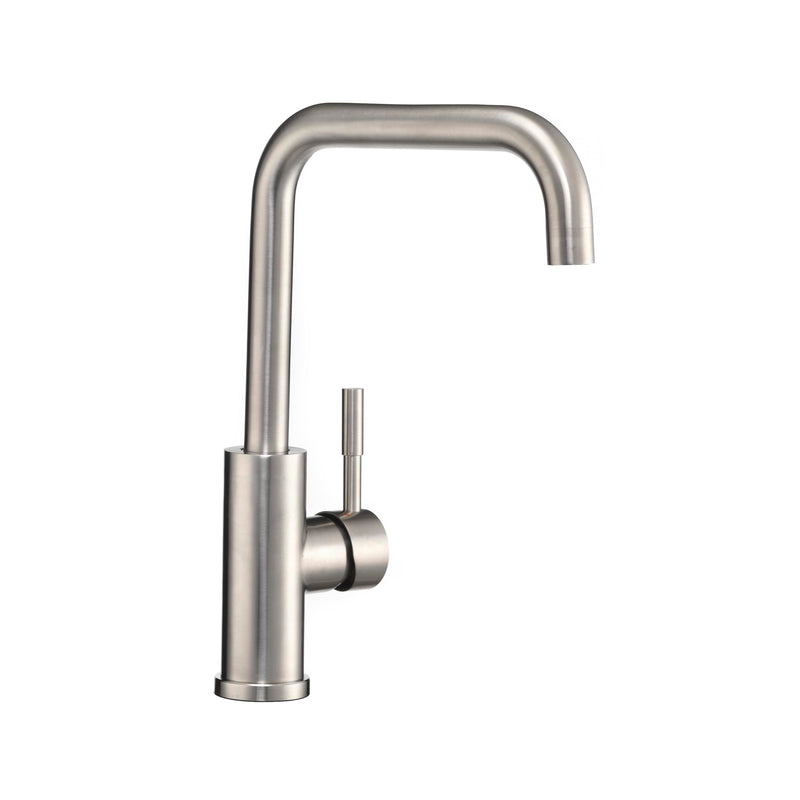 Dura Faucet Squared-Arc RV Single Handle Kitchen Sink Faucet - Optional Deck Plate (Brushed Satin Nickel)