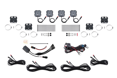 Stage Series Diode Dynamics SXS Rock Light Installer Kit, RGBW M8 w/Controller (4-Pack)