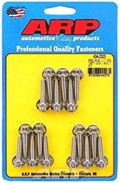ARP Automotive 434-2303 Coil Bolt Kit (6.2L LT1 SB Chevy 12pt Coil)