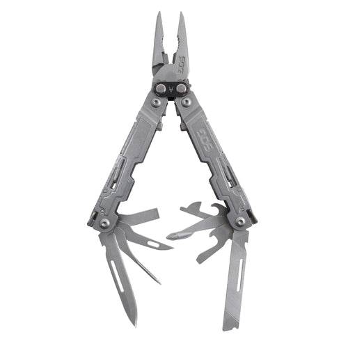 SOG One-Handed PowerAccess Lightweight Daily Pocketable Stainless Steel Multi-Tool for Backcountry 18 Tools, Stone Wash
