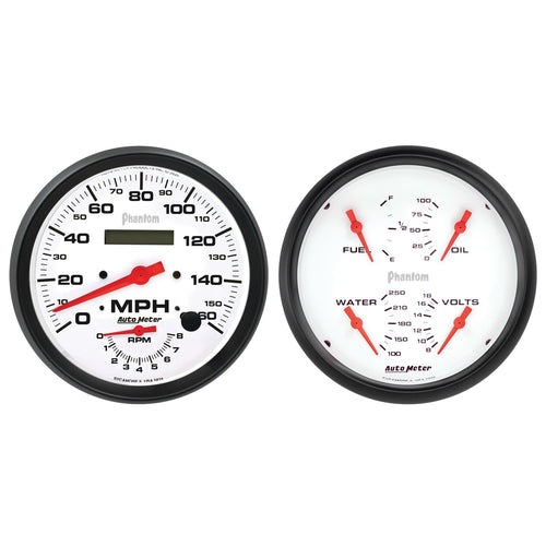 Auto Meter Gauge Kit 5805, 2 Pc., Tach/Speedo & Quad, 5", Phantom