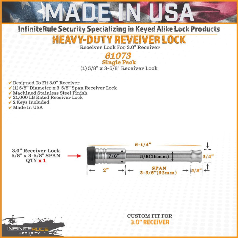 61073 InfiniteRule Security | Lock Receiver for 3" Receiver