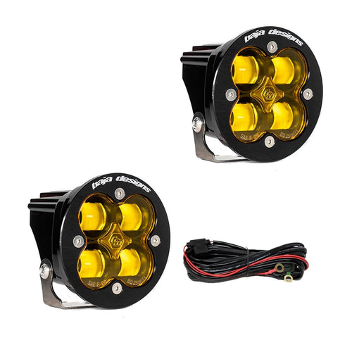 Baja Designs SAE Squadron-R LED Auxiliary Light Pod - Universal Fit with Wiring Harness, 2 LEDs (Amber)