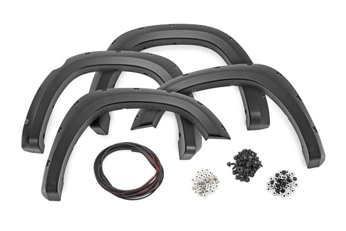 Pocket Fender Flares Rough Country for Ram 1500 (2025-2026) - Bolt-on Rivet Style Wheel Flares, Flat Black (Set of 4)