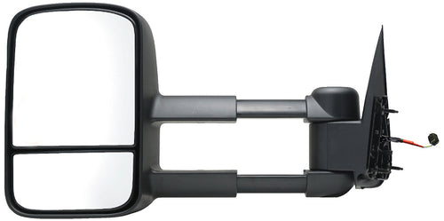 K Source Extendable Passenger Side Towing Mirror For 1999-2002 Escalade, Avalanche, Silverado/Sierra Pick-Up Full Size, Suburban, Tahoe, Yukon. Textured Black, Heated Power, Dual Lens, Foldaway