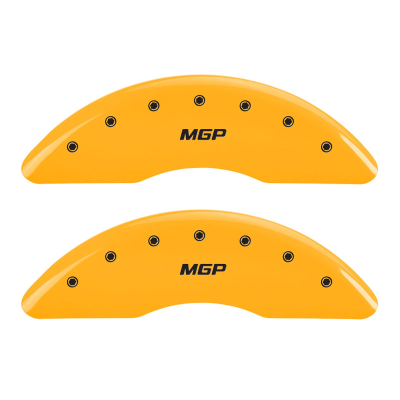 Caliper Covers MGP 23209SMGPYL, Set of 4 (Yellow Engraved Front and Rear: MGP Powder Coat Finish Black Characters)