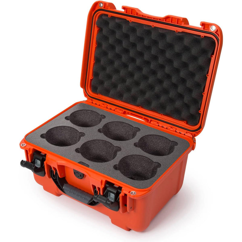 Waterproof Nanuk 918 Hard Case with Custom Foam Insert for 6 Lenses - Orange