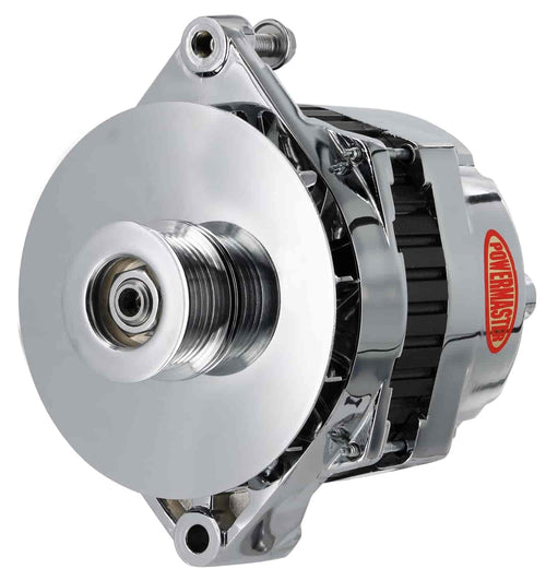 Alt GM CS144 Chrome 200A 6 grv Pulley/Baffle Str MTG Threaded MTG Ear Vette, Grd Nat'l, F-Bird, 1-Wire or OE Powermaster