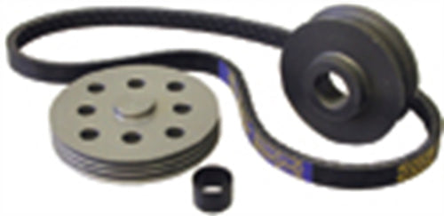 3-Grv Drive System Powermaster (2 Pulleys-W/P and Alt) Aluminum Hardcoat Anodized for Circle Track for 8-801 Kit