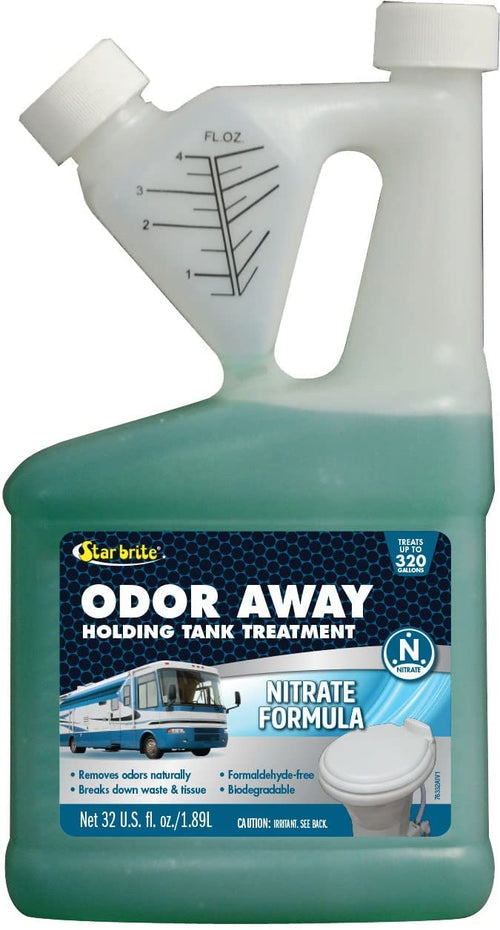 Odor Away STAR BRITE Holding Tank Treatment - Nitrate Formula - Remove Odor & Breakdown Waste Naturally, Ideal for RVs, Boats, Portable Toilets 32 OZ (076332)