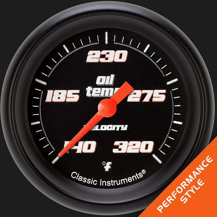 Velocity Black Classic Instruments 2 5/8" Oil Temperature Gauge VS328BBPF