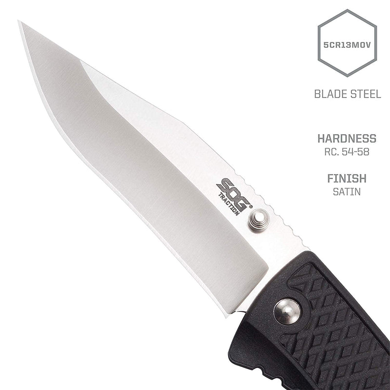 Folding SOG Traction Knife Clip Point
