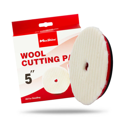5” Maxshine Universal Wool Buffing & Polishing Pad for Cutting | 100% Natural Wool with Hook & Loop Backing | DA Polisher Compatible | Professional Pad for Heavy Defect Removal & Paint Correction