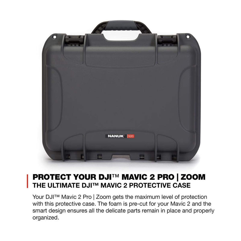 Hard-Shell Nanuk 920 Carrying Case with Foam Insert for DJI Mavic 2 Pro and Zoom, Graphite