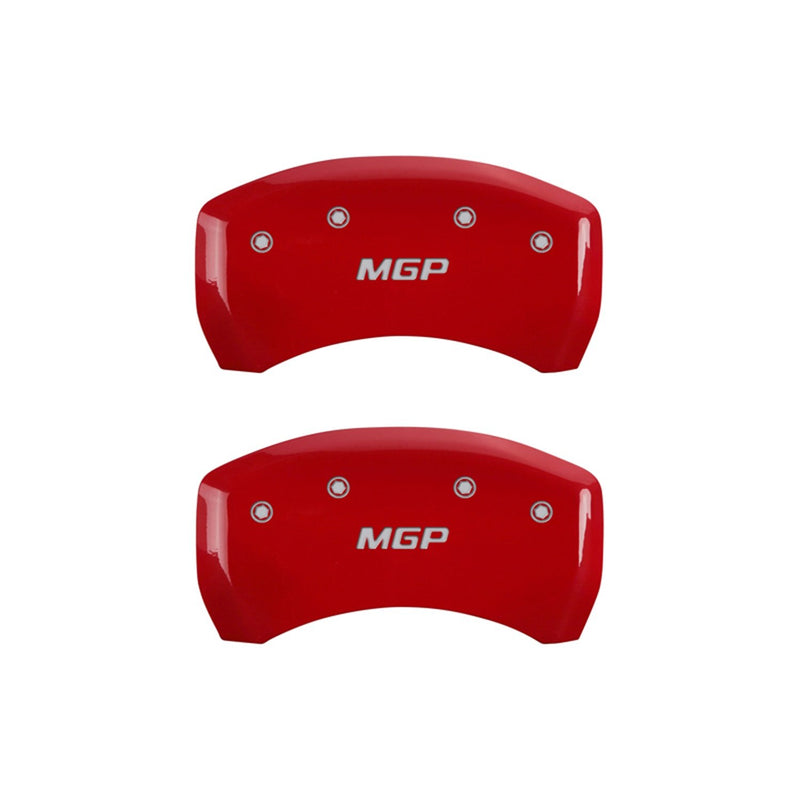 Engraved MGP Caliper Covers 39014SMGPRD with Red Powder Coat Finish and Silver Characters, (Set of 4)