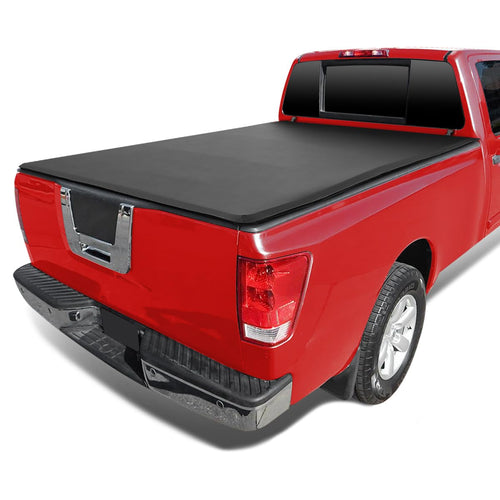 Soft Quad Fold Tonneau Cover Spec-D Tuning Compatible with 2004-2015 Nissan Titan 78", 6.6FT Standard Bed