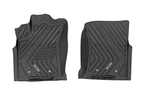 Flex-Fit Rough Country Front Floor Mats for Toyota Tacoma (2016-2023) Double Cab - Custom All-Weather Non-Slip TPE Liners w/Spill Saver Lip