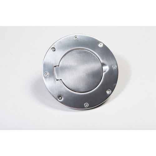 Gas Cap Door, Rugged Ridge Non-Locking, Polished Aluminum | 11425.01 | Fits 1997-2006 Jeep Wrangler TJ