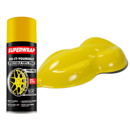 Sprayable Vinyl Wrap Superwrap for Wheels & Accessories - 11oz Spray Can/Paint - High Gloss - Daytona Yellow (Requires a White Base Coat)