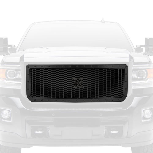 Stealth Laser X Grille, 2015-2019 Sierra HD, Black, 1 Pc, Insert, Black Studs - PN #7712111-BR