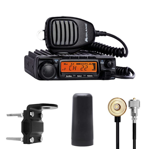 MXT400VP3 Midland – 40 Watt GMRS MicroMobile Two Way Radio - Off Roading Outdoor Boat Ranches Tractors Radio - 8 Repeater Channels - Antenna Mounting Bracket Antenna Chord, 3dB Gain Ghost Bundle