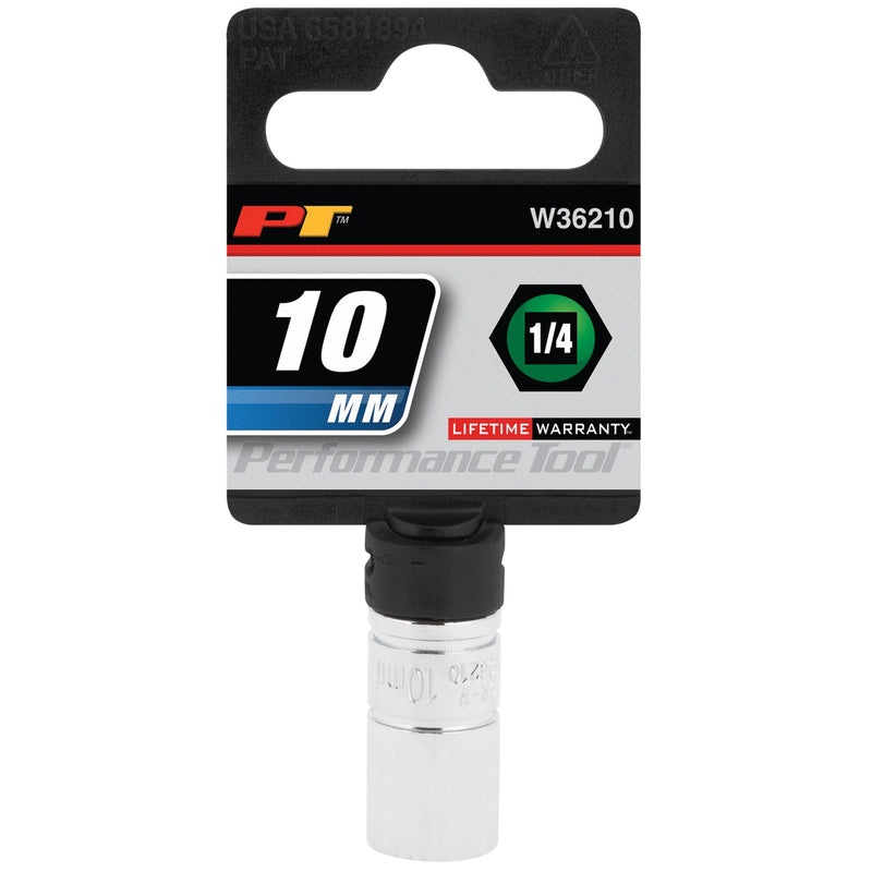 1/4 Drive Performance Tool W36210 Chrome 6-Point Socket, 10mm
