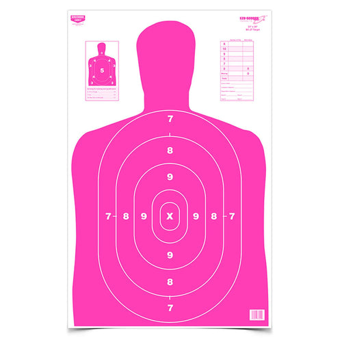 Birchwood Casey 23" x 35" Eze-Scorer High-Contrast Silhouette Shoot-Up Brilliant White Paper Targets for Use Indoor and Outdoor, Color Options, Pink - 100 Targets