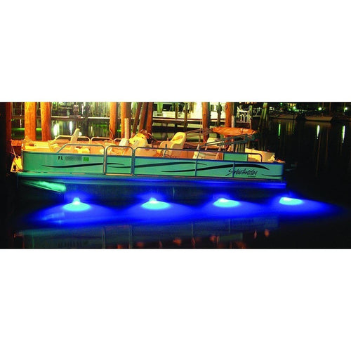 T-H Marine Underwater Premium LED Light | Round High Intensity Super Bright LEDs with Stainless Steel Bezel - Blue