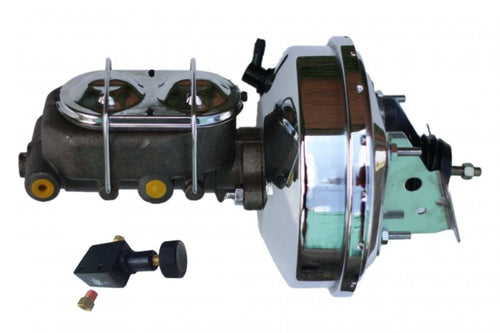 9 Inch LEED BRAKES Power Booster, 1-1/8 Inch Bore Cast Iron Master With Chrome Lid And Adjustable Proportioning Valve